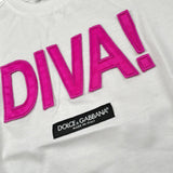 Dolce & Gabbana T-Shirt Girocollo Tinta Unita con Stampa per Neonata L2JTBL BIANCO DOLCE & GABBANA 