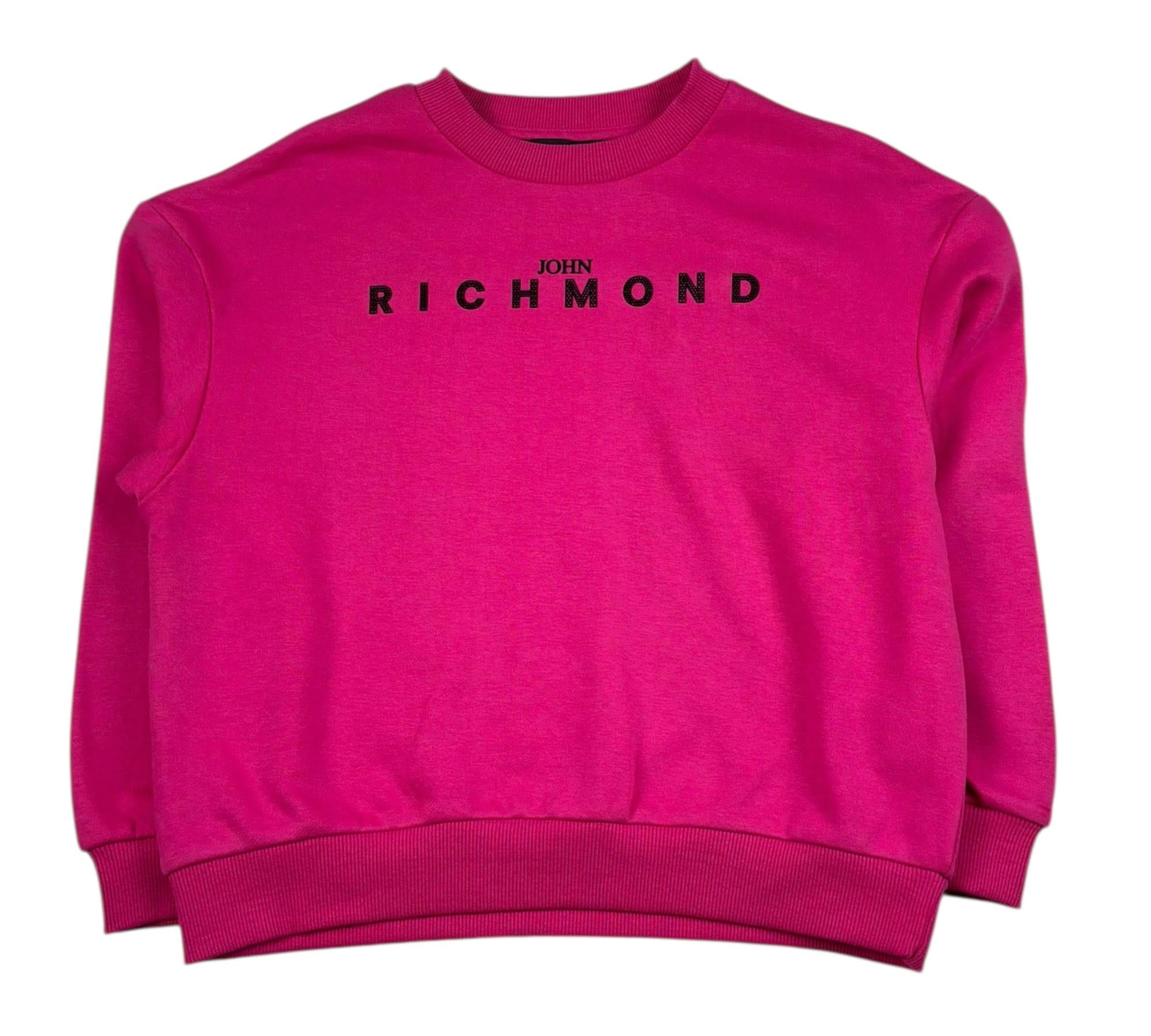 John Richmond Felpa Chiusa Girocollo Tinta Unita con Stampa per Bambina RGP26010FE FUXIA JOHN RICHMOND 