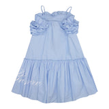 Miss Blumarine Baby-Mädchen Schlichte trägerlose Kleider mit hellblauem Logo-Print