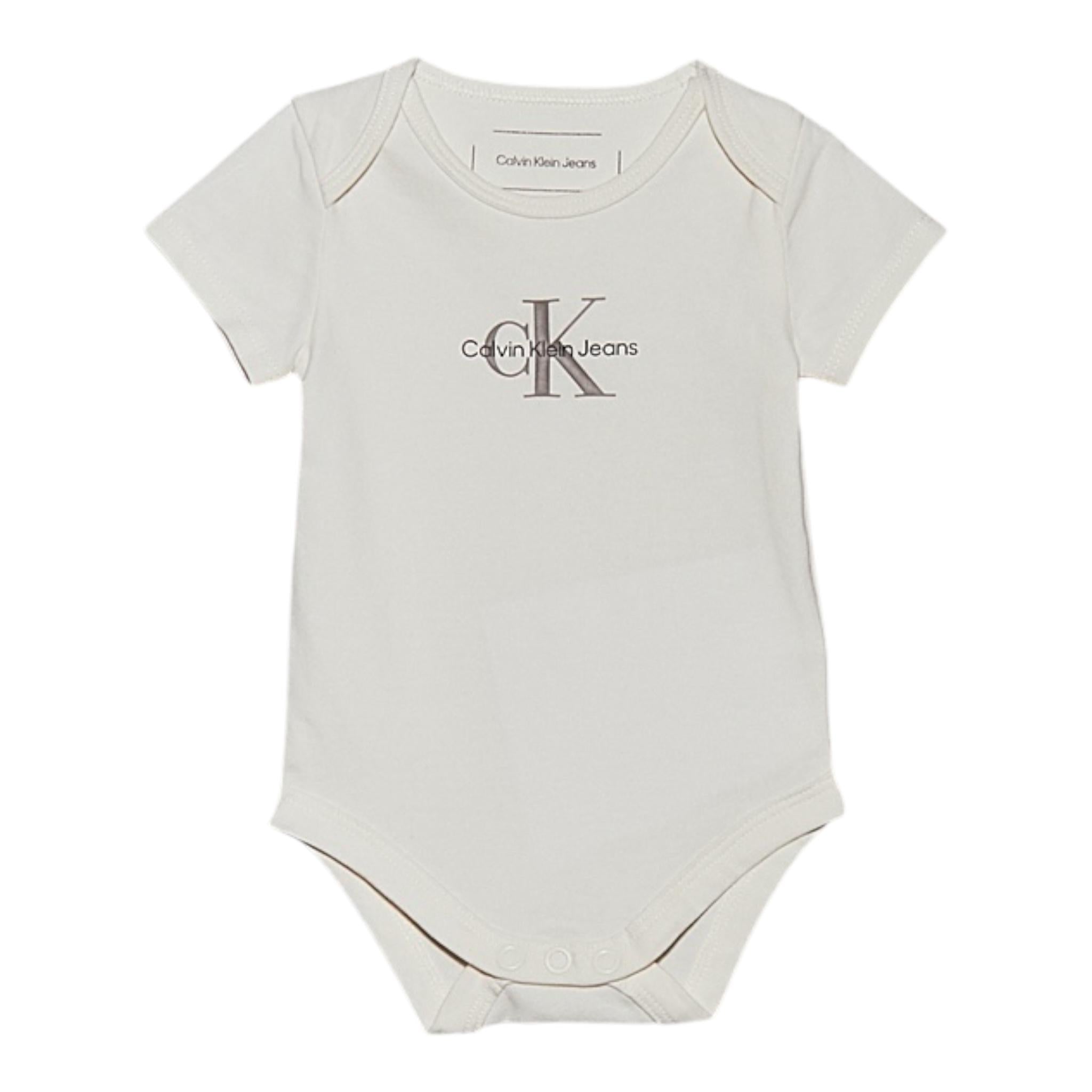 Calvin Klein Body Tinta Unita Mezza Manica per Neonato IN0IN00014 CREMA CALVIN KLEIN 