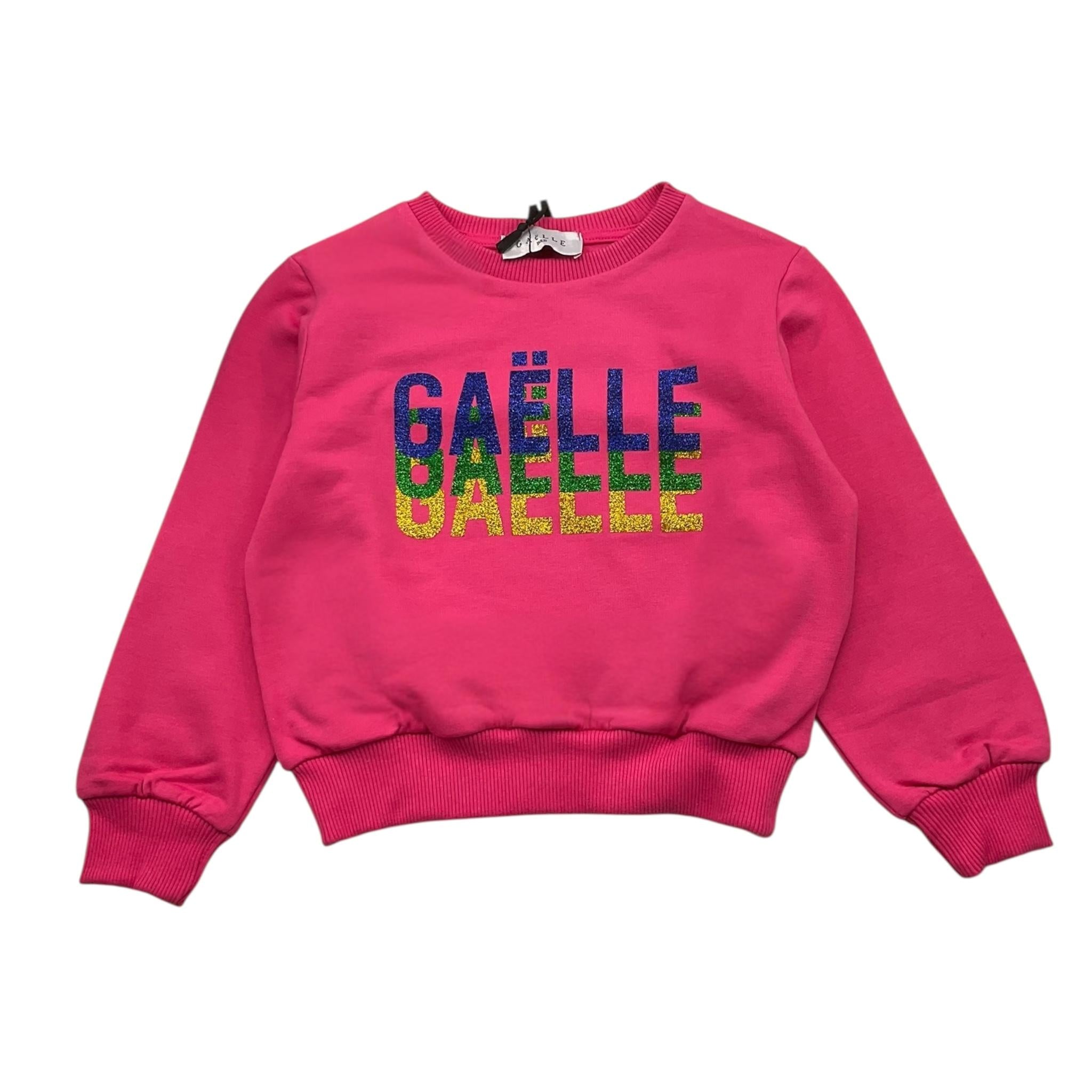 GAELLE felpa chiusa girocollo tinta unita con stampa glitterata Fuxia per Bambina 2741F00341XXX FUXIA GAELLE 