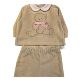 LE BEBE' completo 2 pezzi shirt-ghettina tinta unita in ciniglia Beige per Neonata LBG5962 BEIGE LE BEBE' 