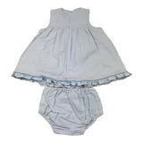 Yoedu Baby Mädchen Einfarbig Gestreiftes Kleid Set-Weiß Culotte