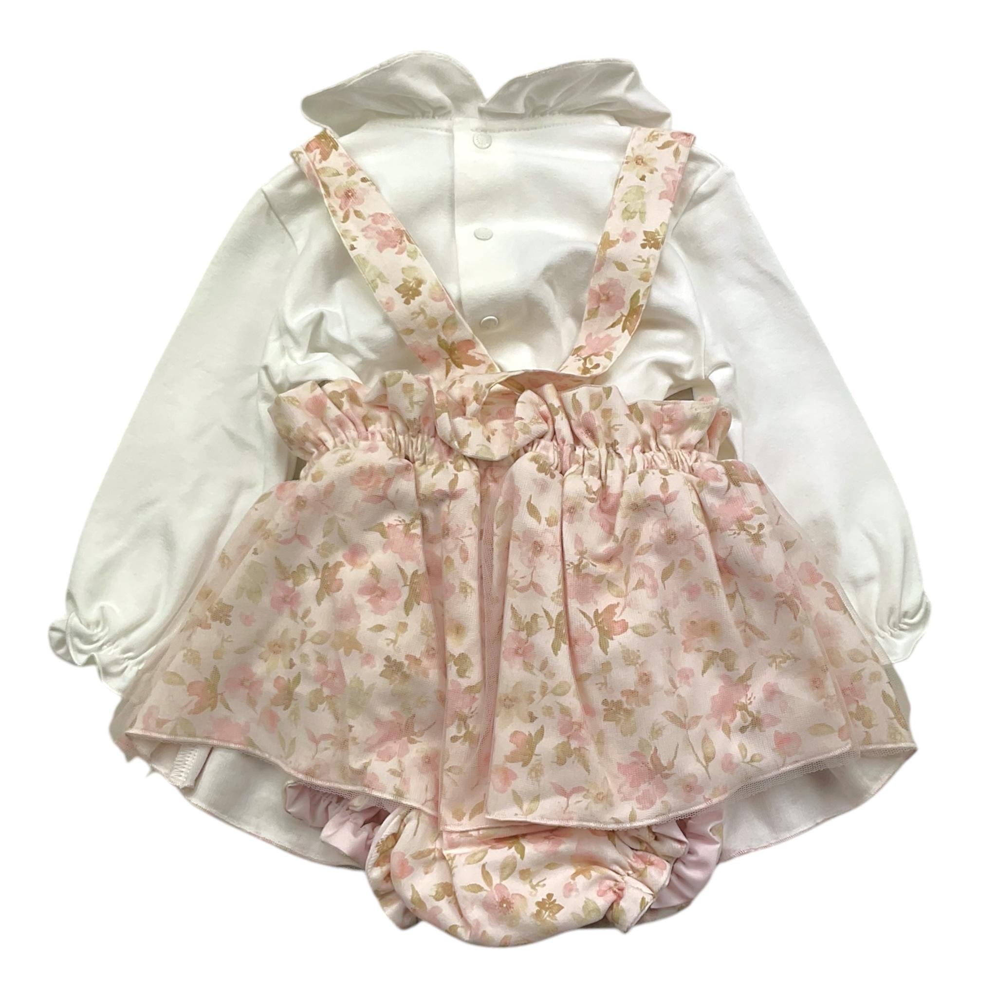 BARCELLINO completo 2pz bicolore salopette-camicia body Bianco/rosa per Neonata 115804 BAINCO/ROSA BARCELLINO 