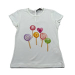 J.O. Milano T-Shirt Girocollo Tinta Unita con Stampa per Bambina 576Q5J BIANCO J.O. MILANO 