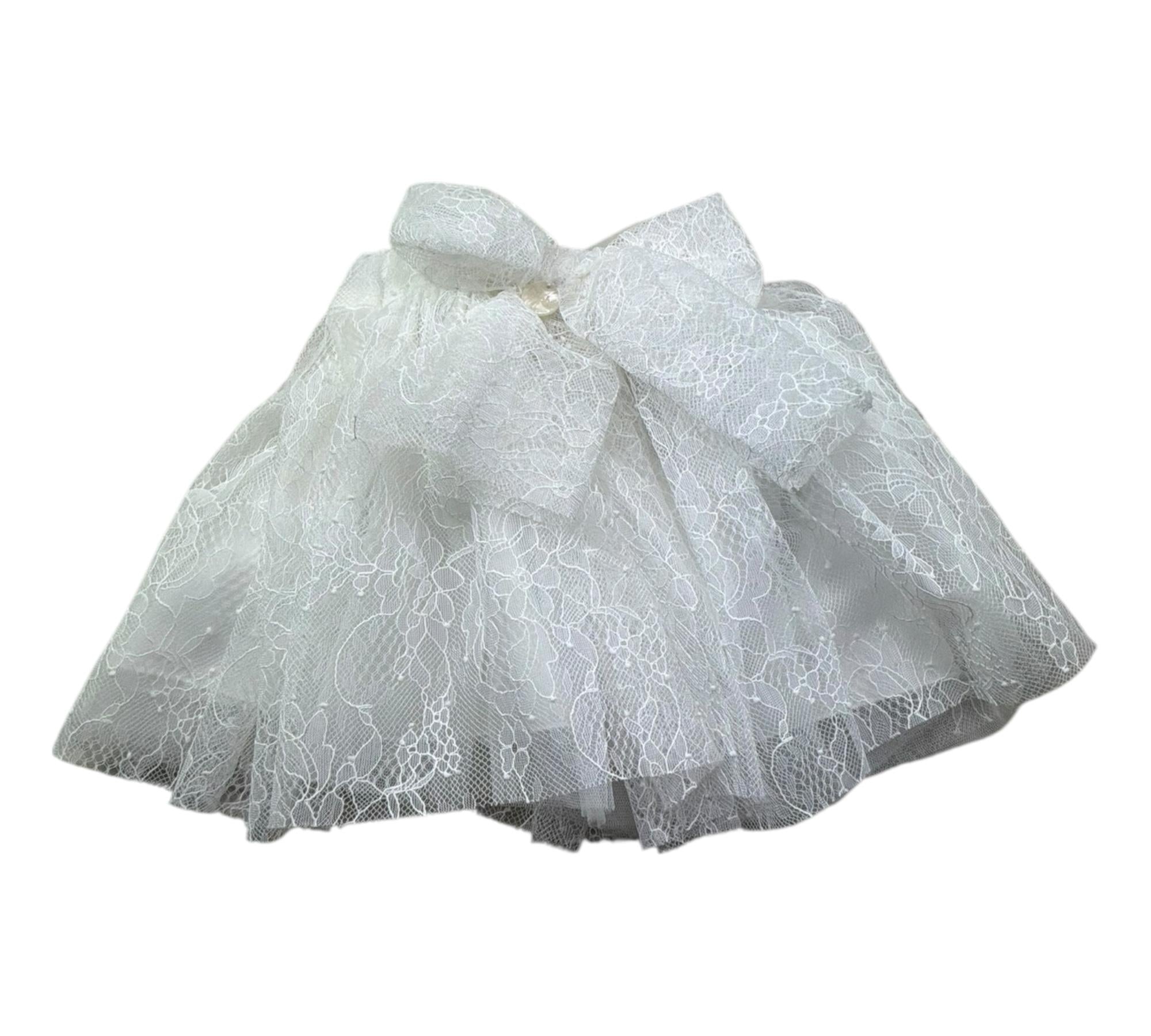 Le Bebe Gonna Tinta Unita con Ricami per Neonata LBG6395 BIANCO LE BEBE 