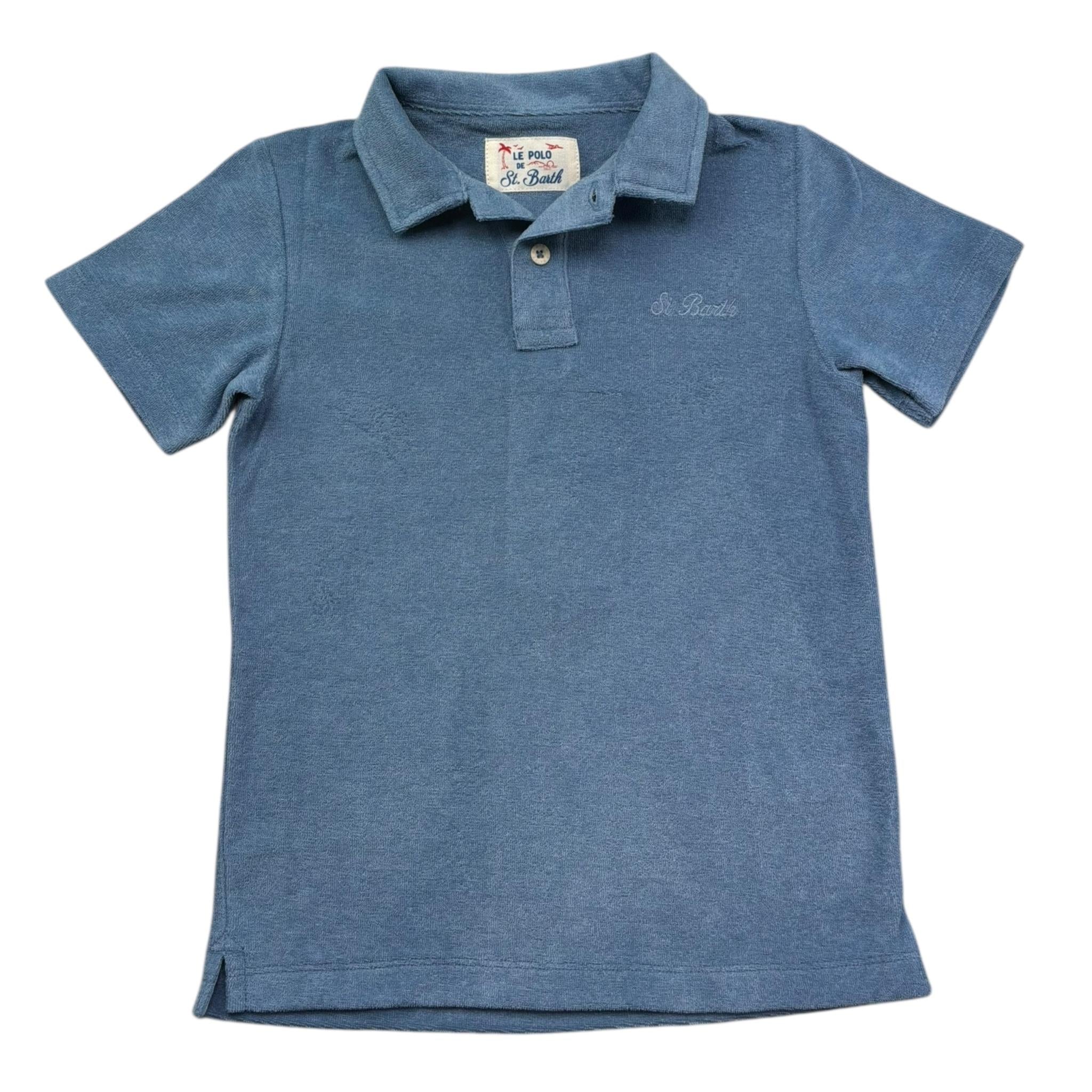 Saint Barth Polo Mezza Manica con Stampa per Bambino 00872L BLU SAINT BARTH 
