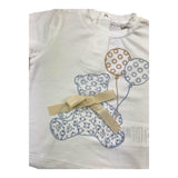 Le Bebe' Einfarbiges T-Shirt mit Rundhalsausschnitt und kontrastierendem Aufdruck in Weiß für Baby-Mädchen