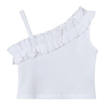 Mayoral Top Tinta Unita con Rouches per Bambina 3018 BIANCO MAYORAL 