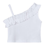 Mayoral Top Tinta Unita con Rouches per Bambina 3018 BIANCO MAYORAL 