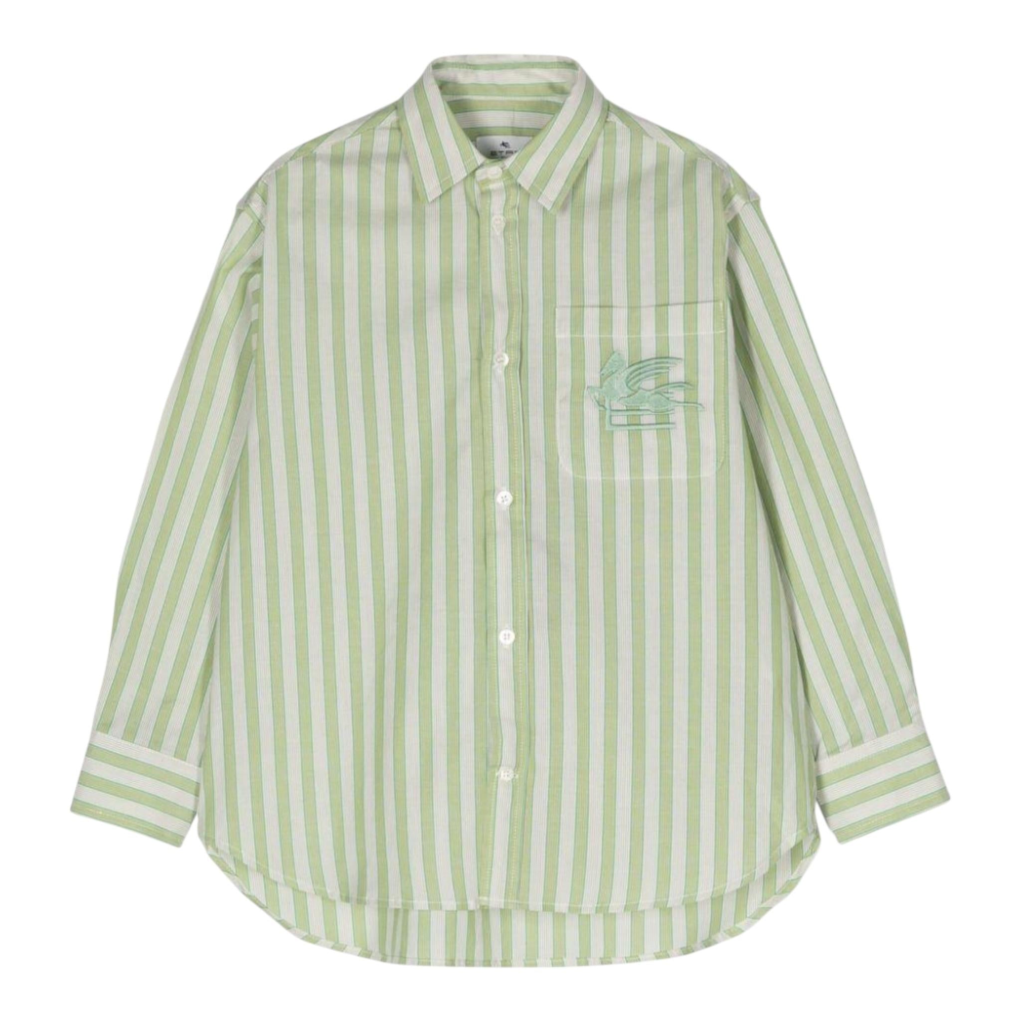 Etro Camicia Manica Lunga Fantasia A Righe per Bambino GU5P30 VERDE ETRO 