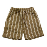 Le Bebe‘ Einfarbige Bermudashorts mit elastischem Bund und beigefarbenem Streifenmuster für Neugeborene