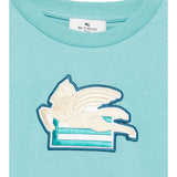 Missoni T-Shirt Girocollo Tinta Unita con Stampa per Bambino GW8P51 VERDE ACQUA MISSONI 