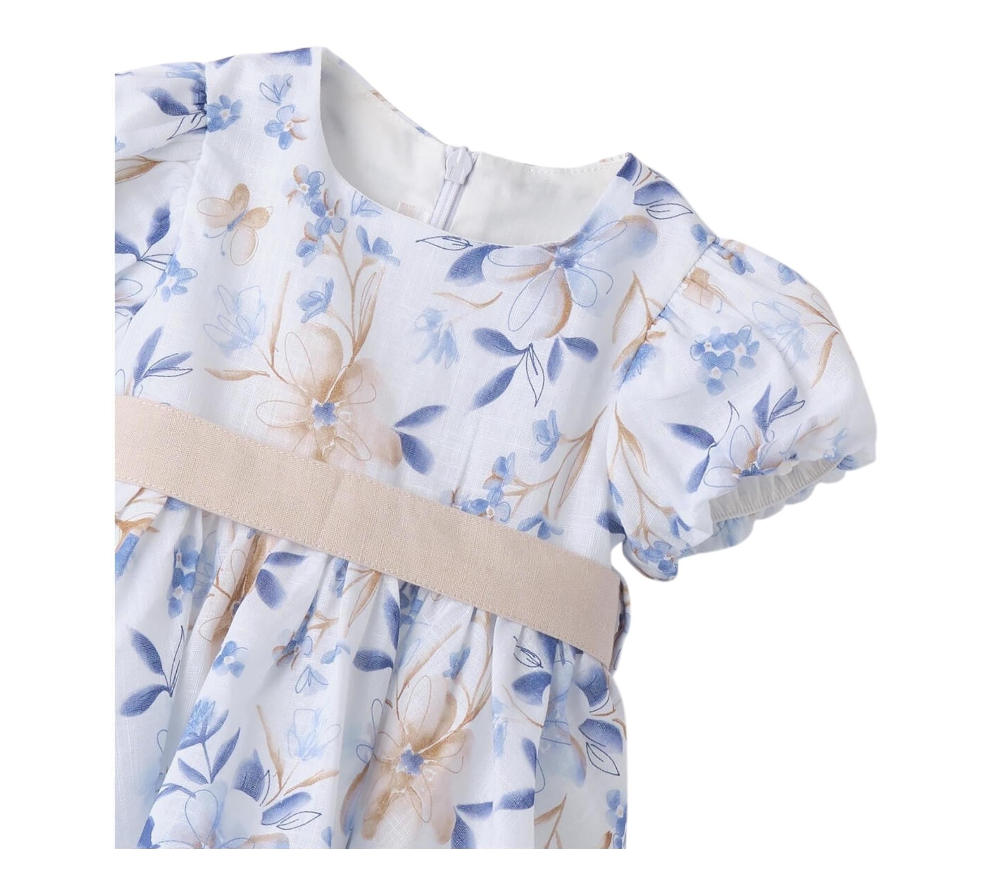 Minibanda Abito Mezza Manica Tinta Unita Stampa Floreale per Neonata 3B721 BIANCO MINIBANDA 