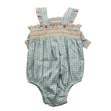 Babidu Baby-Mädchen Strampler mit Armausschnitt und Karomuster, Aquagrün