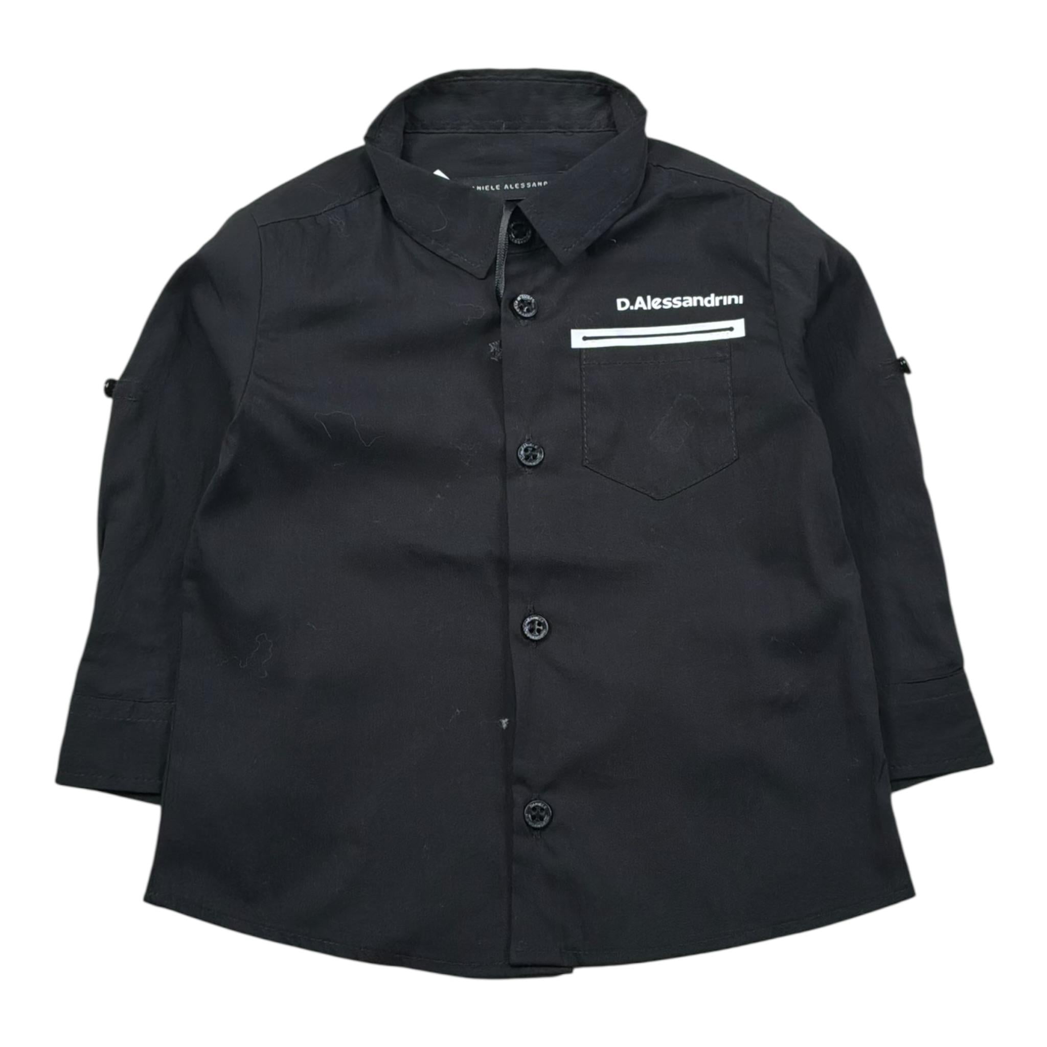 Daniele Alessandrini Camicia Tinta Unita con Logo per Bambino 1295C0778 NERO DANIELE ALESSANDRINI 