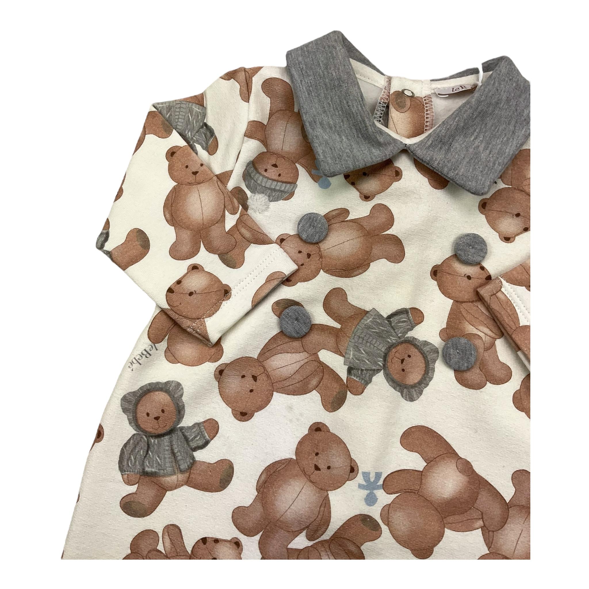 LE BEBE' tutina manica lunga tinta unita stampe orsi Bianco per Neonato LBB4193 BIANCO LE BEBE' 