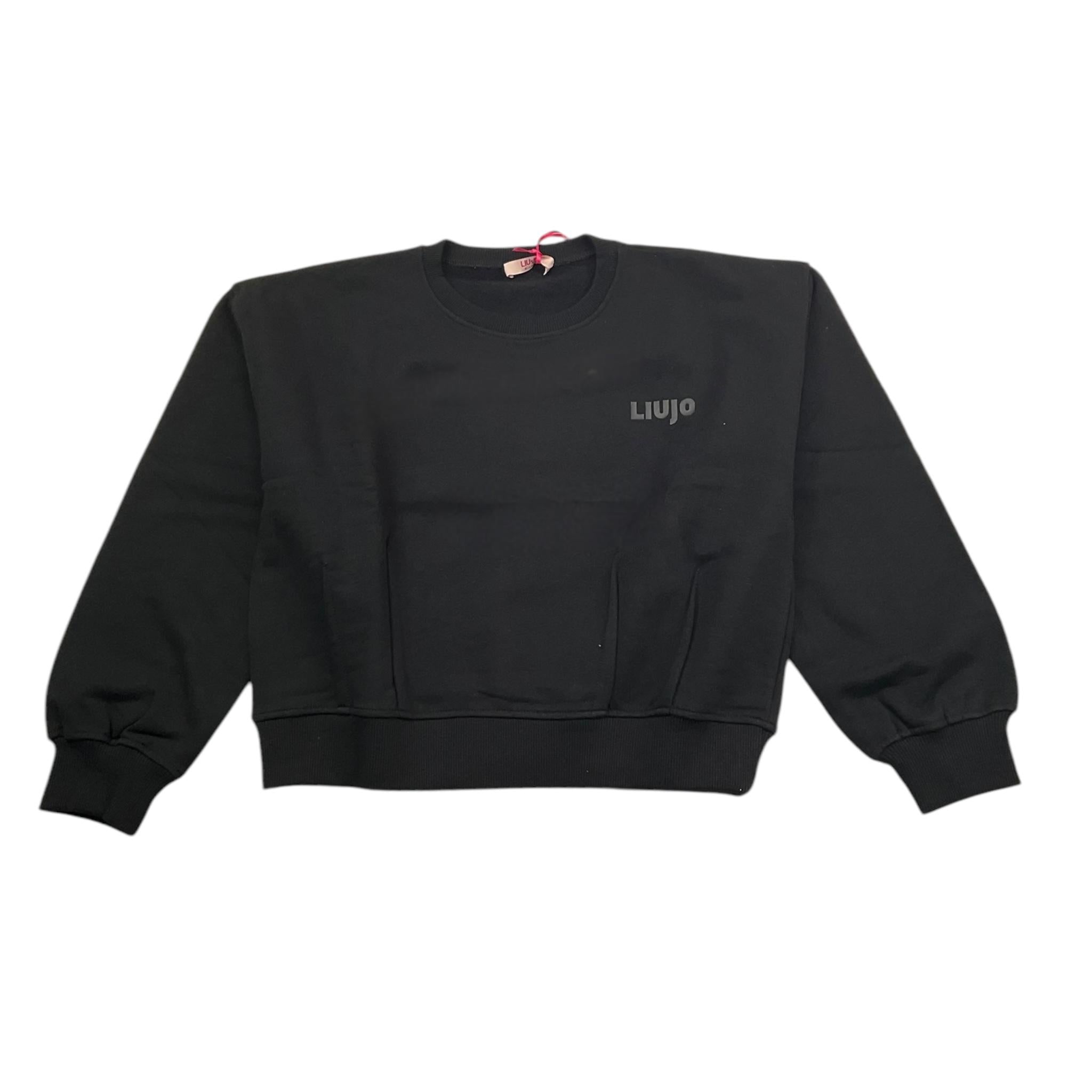 LIU JO felpa chiusa girocollo tinta unita con stampa  Nero per Bambina GF4067X NERO LIU JO 