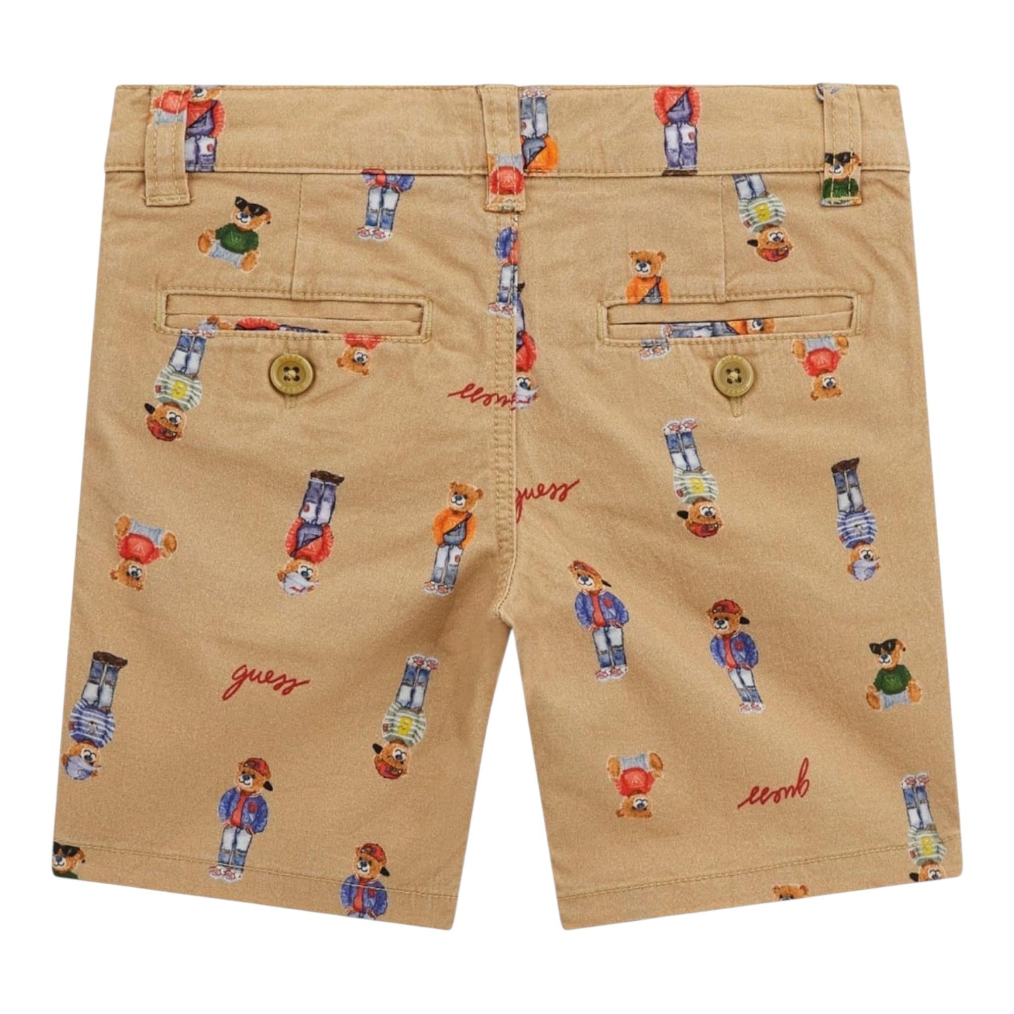 Guess Bermuda Tinta Unita con Stampe Orso per Neonato N5RD01WFYS1 BEIGE GUESS 