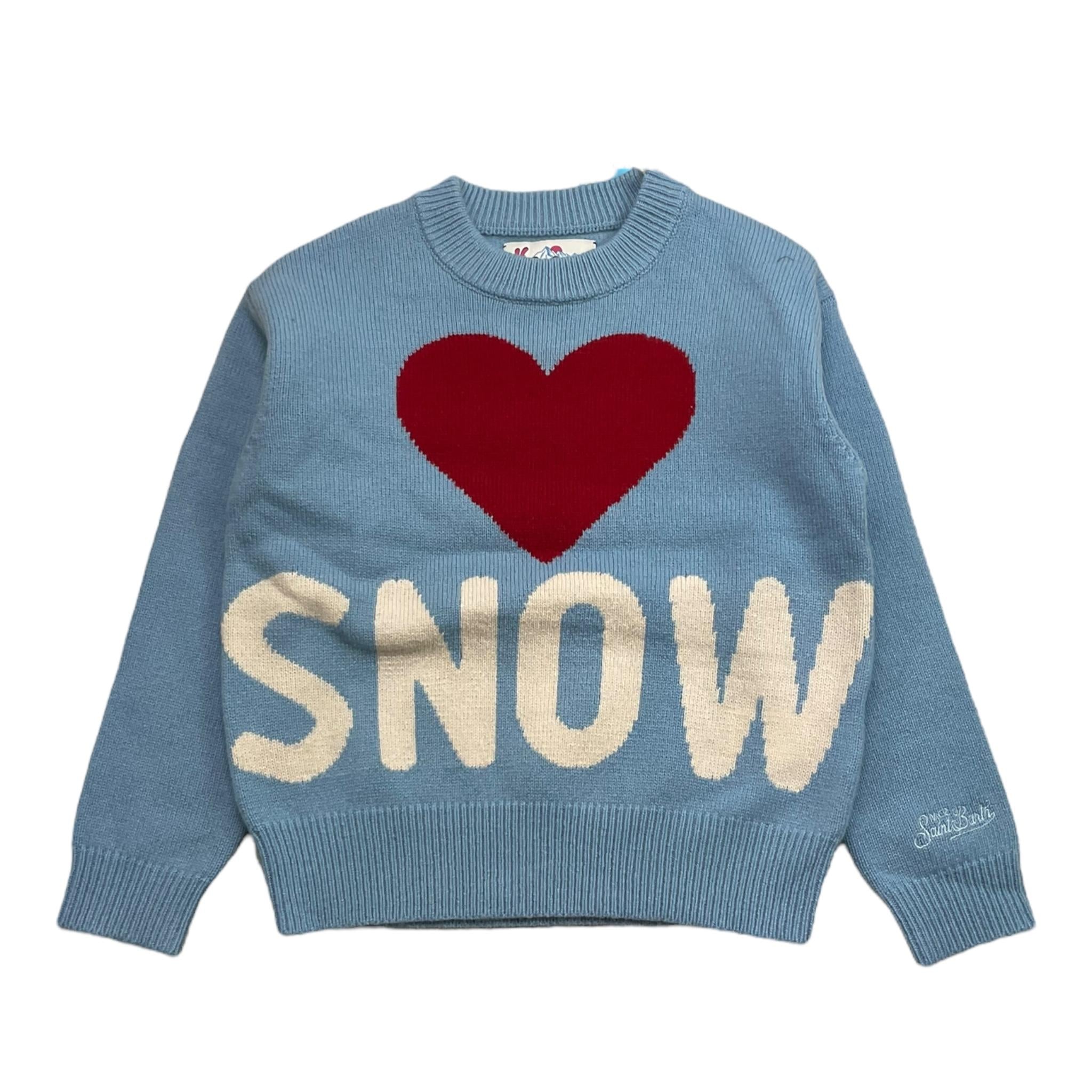 SAINT BARTH maglia girocollo tinta unita con stampa Azzurro per Bambina BIGHEART AZZURRO SAINT BARTH 