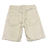 N°21 Einfarbige Denim-Bermudashorts mit verstellbarer Taille in Creme für Jungen
