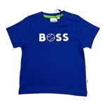 Boss T-Shirt Girocollo Tinta Unita con Stampa per Neonato J05101 BLU BOSS 