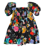 Aniye By Girl – Schwarzes Kleid mit halblangen Ärmeln und einfarbigem Print für Mädchen