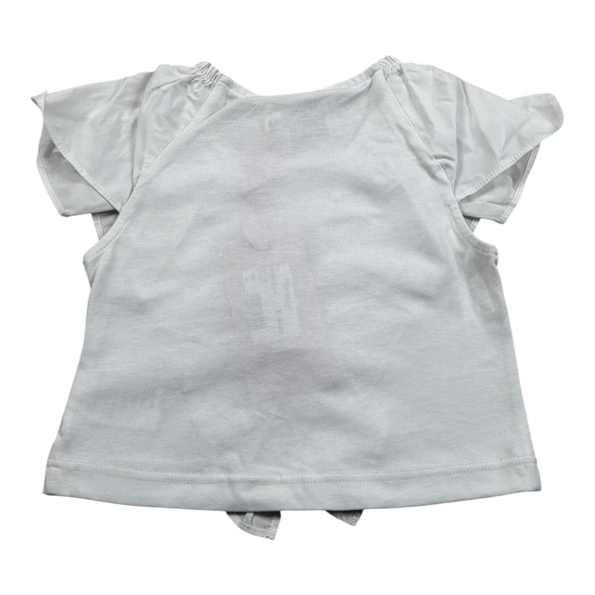 Mariuccia Top tinta unita Giromanica con Rouches Bianco per Neonata MMBSS22C475N BIANCO MARIUCCIA 