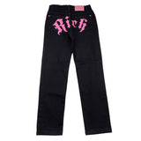 JOHN RICHMOND jeans tinta unita con stampa logo posteriore Nero per Bambina RGA24130JEX NERO JOHN RICHMOND 