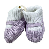 Zweifarbige Babyschuhe „Little Bear“ in Weiß/Flieder
