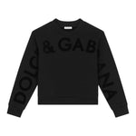 DOLCE & GABBANA felpa chiusa girocollo tinta unita con stampa Nero per Bambina L4JWHZ NERO DOLCE & GABBANA 