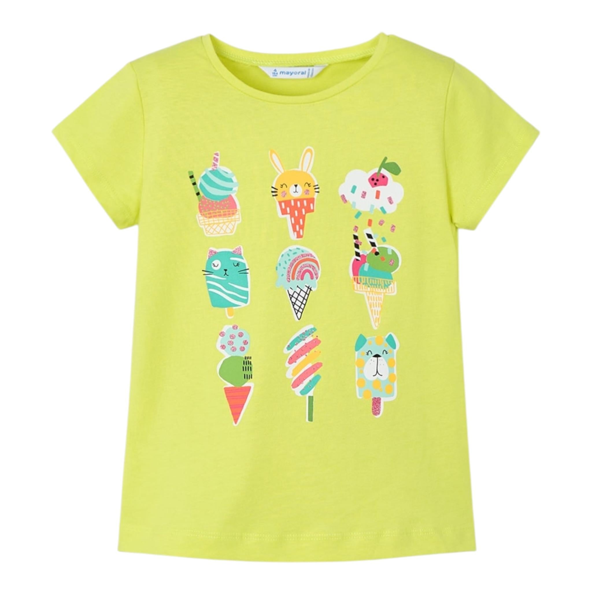 Mayoral T-Shirt Girocollo Tinta Unita con Stampa per Neonata 301432N VERDE MAYORAL 