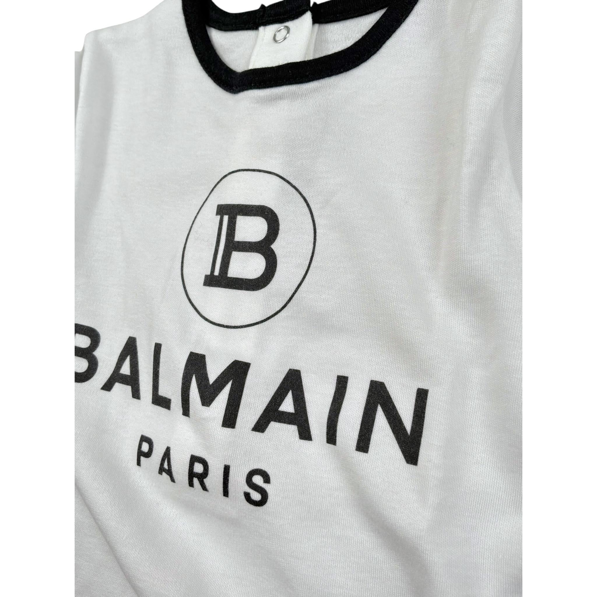 Balmain Set Tutina-Cappello Tinta Unita con Profili In Contrasto per Neonato TUTINS BIANCO BALMAIN 