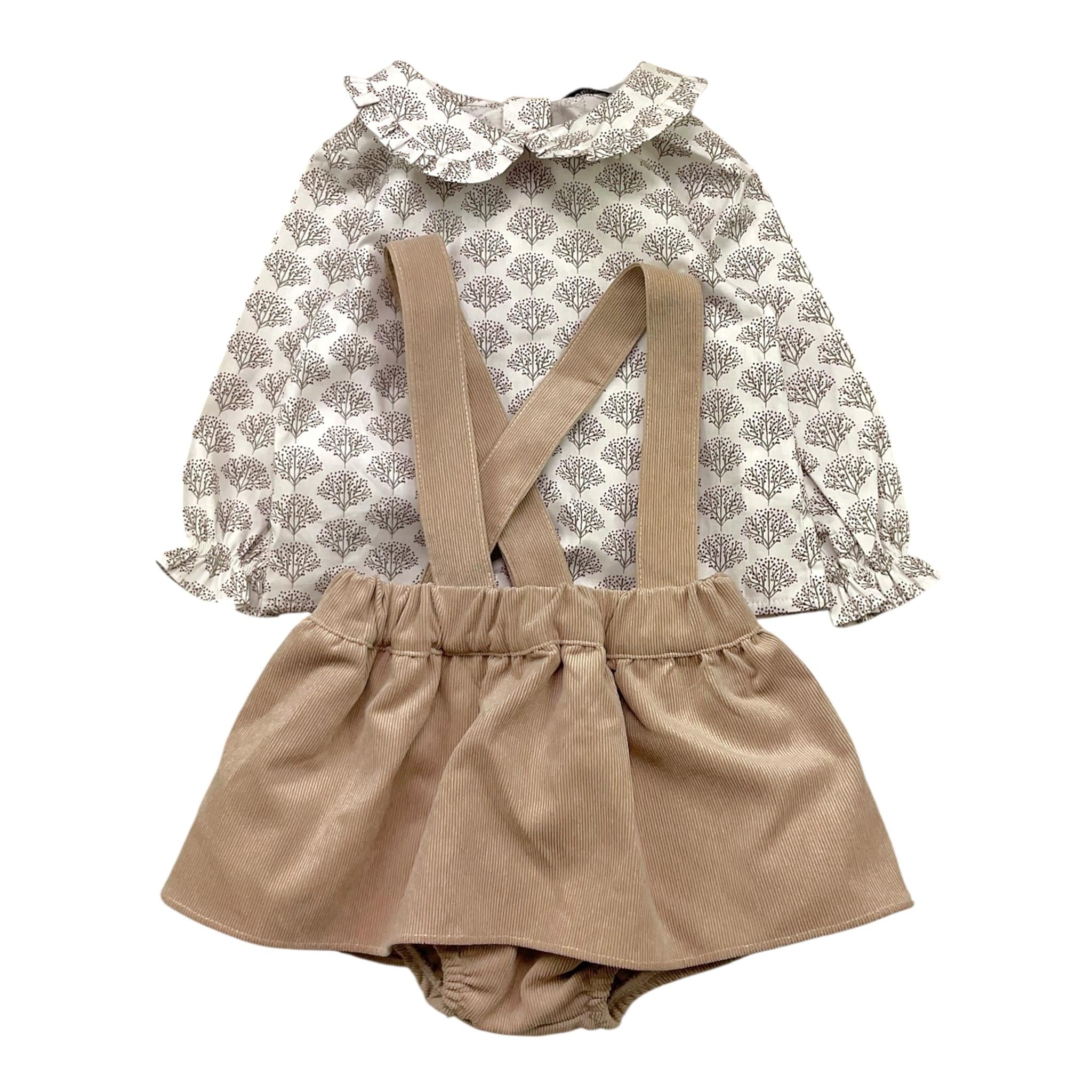 BABIDU completo 2pz gonna-camicia bicolore Bianco/beige per Neonata 41479 BIANCO/BEIGE BABIDU 