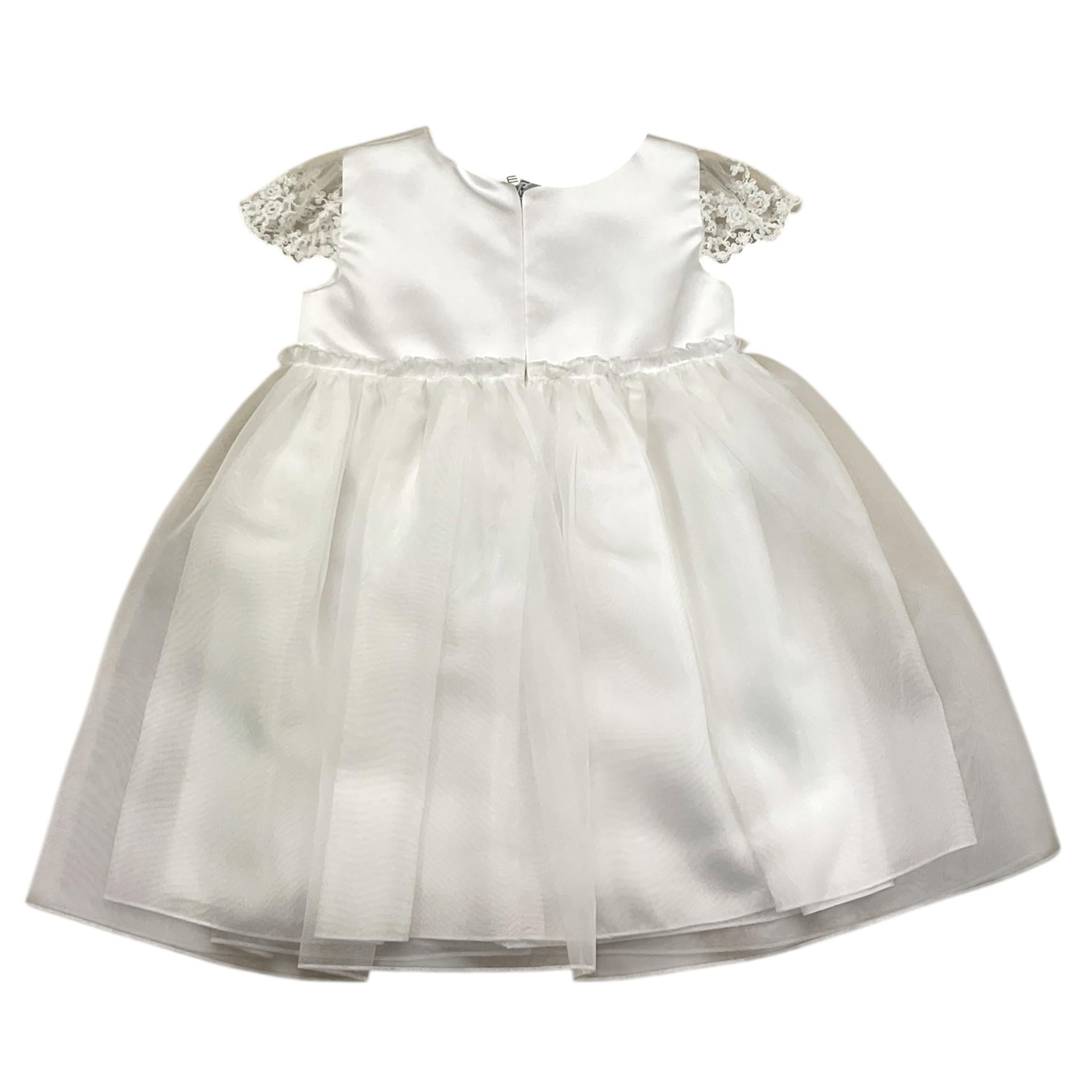 MINIMI abito mezza manica tinta unita con maniche in pizzo Bianco per Neonata 2421 BIANCO MINIMI 