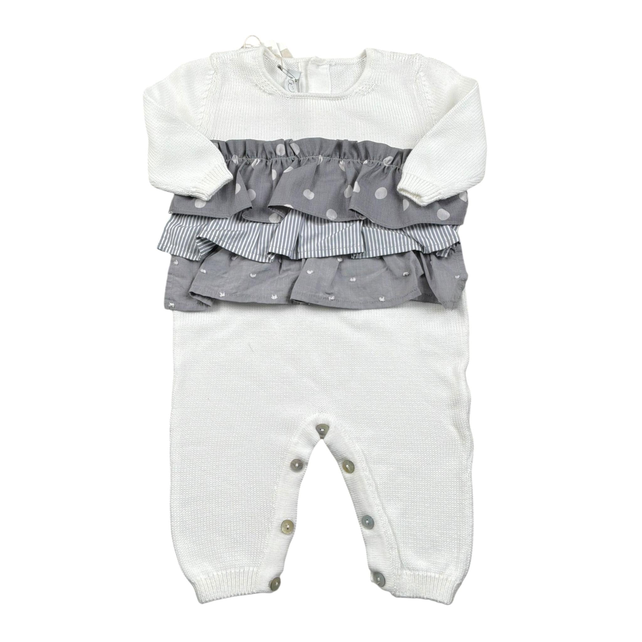 Per Te Tutina Tinta Unita con Balze In Contrasto per Neonata 53110 BIANCO PER TE 