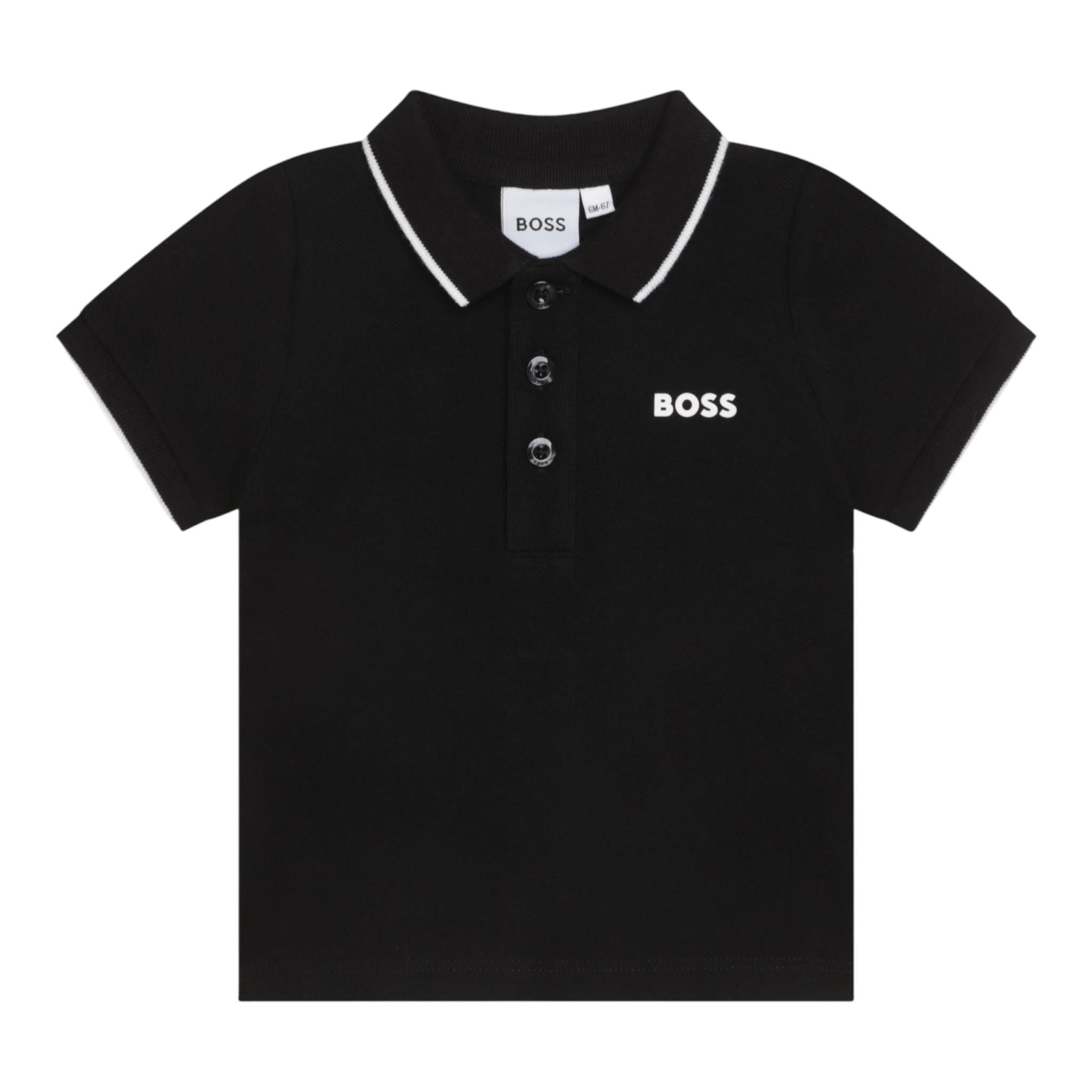 Boss Polo Mezza Manica Tinta Unita per Neonato J05P13 NERO BOSS 