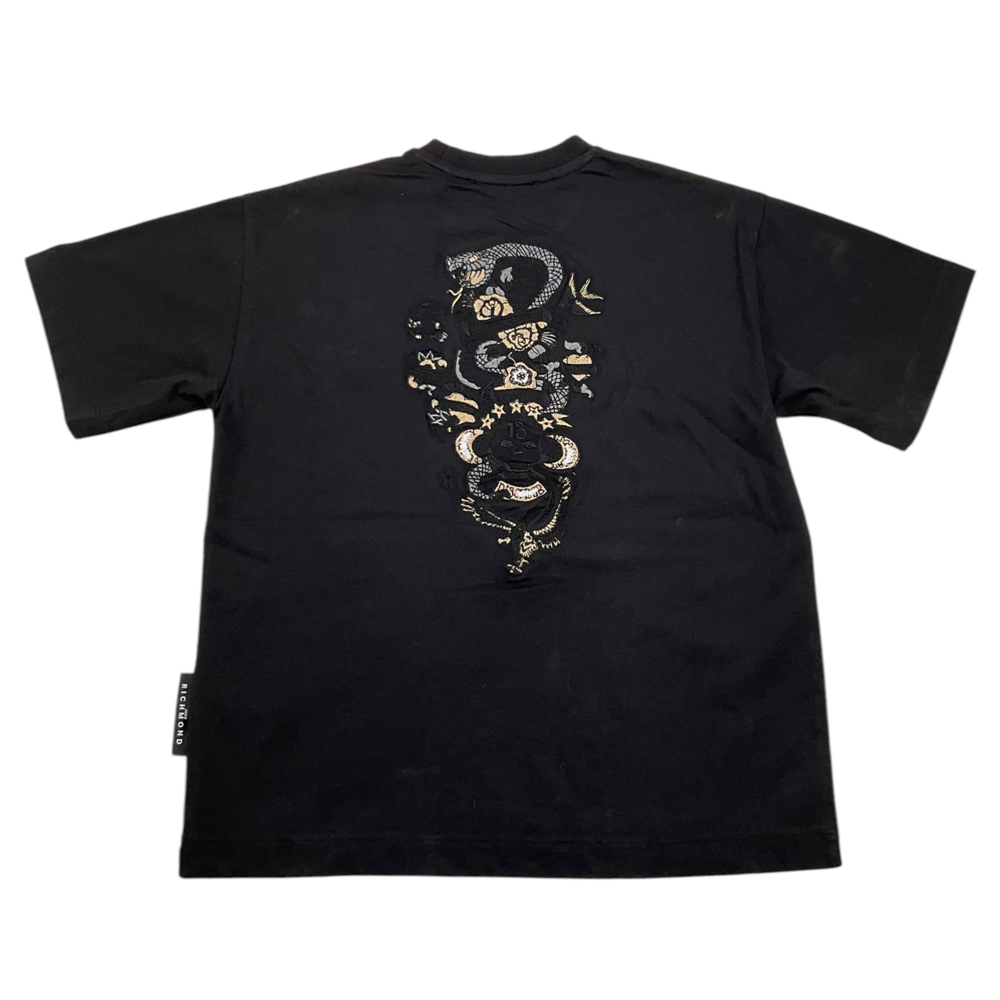 JOHN RICHMOND t-shirt girocollo tinta unita con stampa logo Nero per Bambino RBA25145TS NERO JOHN RICHMOND 