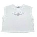 Philosophy Canotta Girocollo Tinta Unita con Logo per Bambina I1E603X BIANCO PHILOSOPHY 