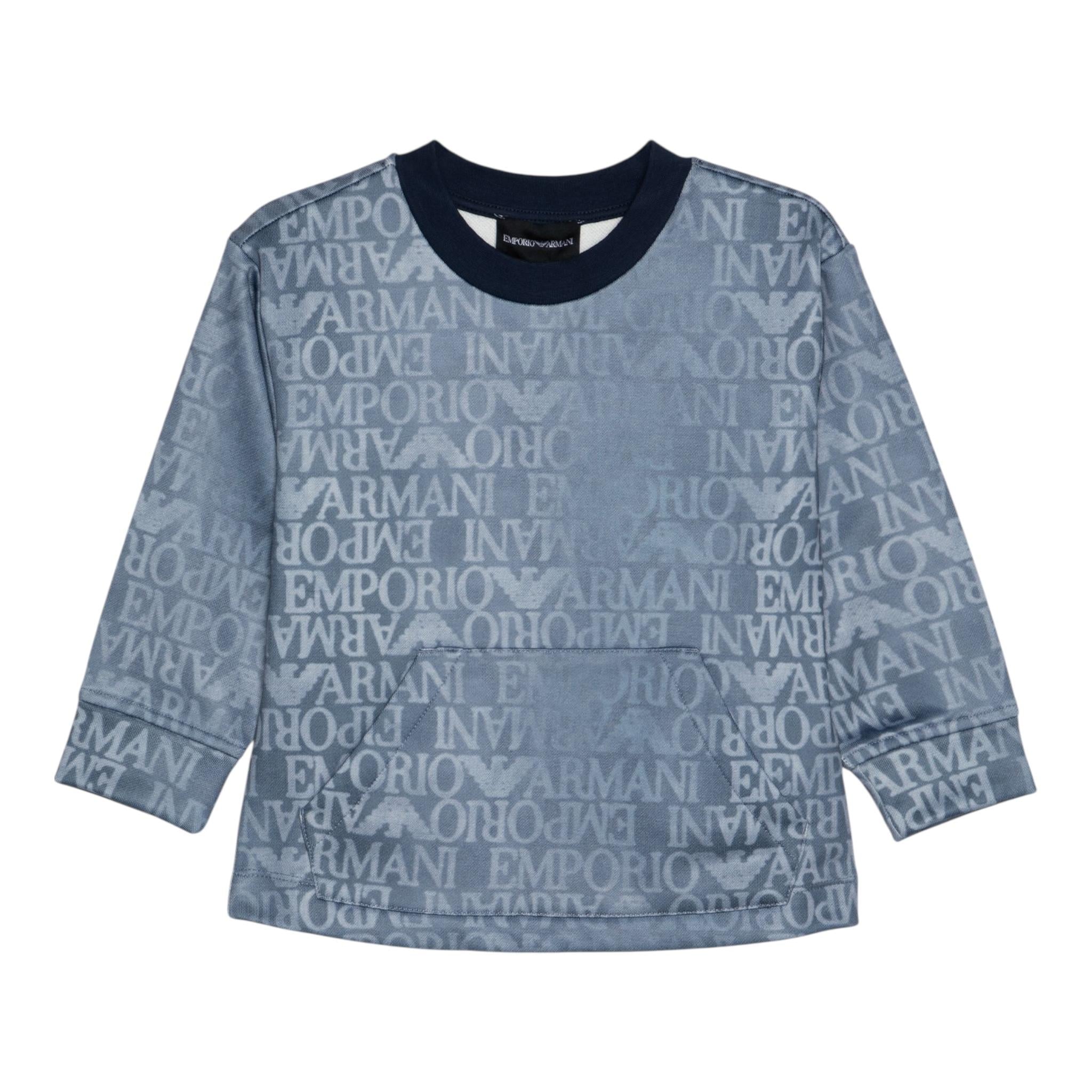 Emporio Armani Felpa Chiusa Girocoll Tinta Unita con Log per Bambino 3D4MJD BLU EMPORIO ARMANI 