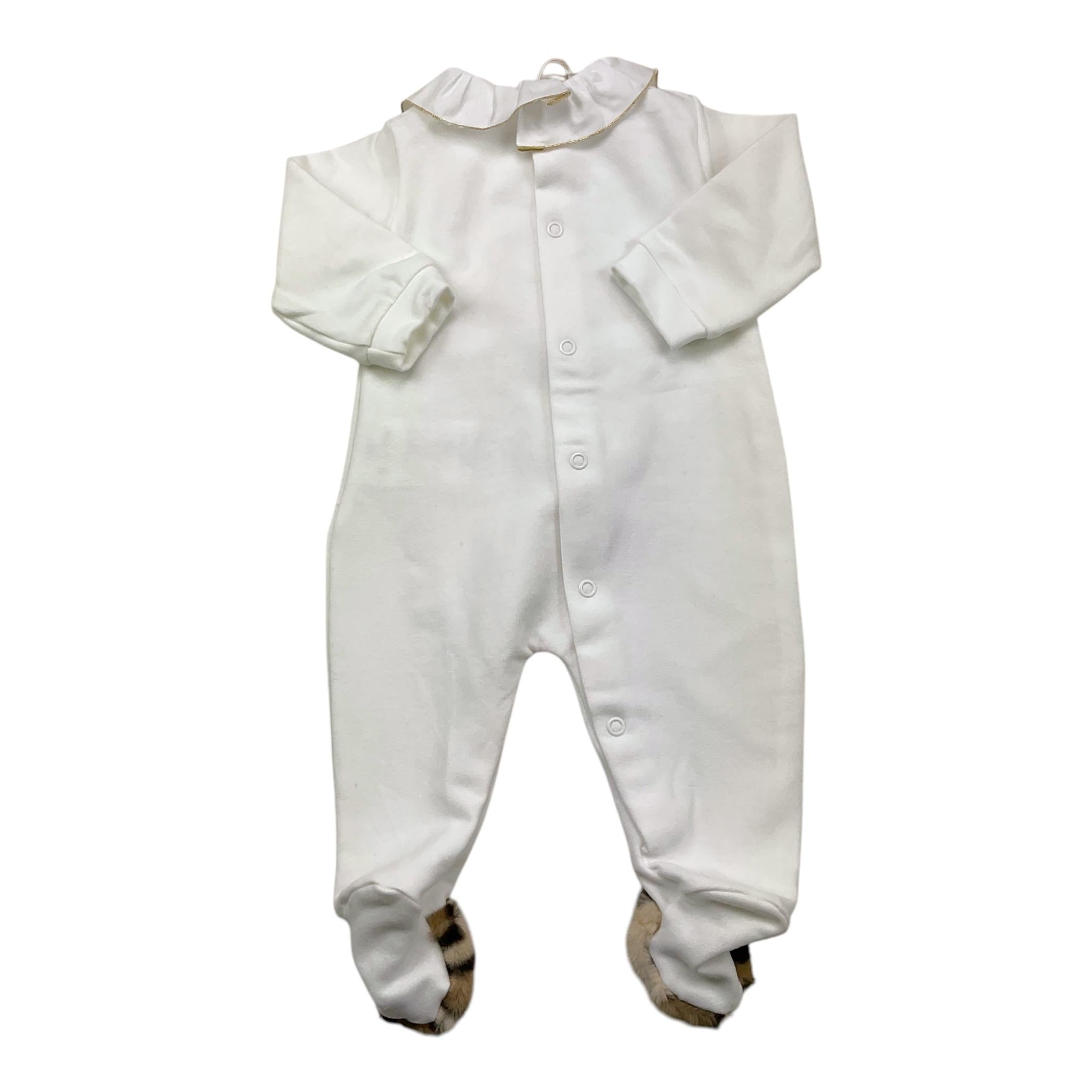 LE BEBE' tutina tinta unita con fantasia maculata Bianco per Neonata LBG6030 BIANCO LE BEBE' 