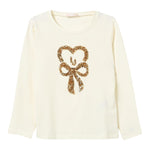 LIU JO shirt girocollo tinta unita con stampa paillettata Panna per Bambina KF4118 PANNA LIU JO 