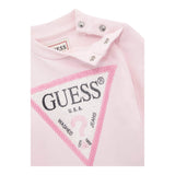 GUESS felpa chiusa girocollo tinta unita con logo Rosa per Neonata K4YQ10KA6R3X ROSA GUESS 