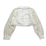 Janice Camicia Tinta Unita Traforata per Bambina JN707R BIANCO JANICE 