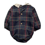 CALAMARO pagliaccetto tinta unita con fantasia righe e colletto Blu per Neonata 32462X BLU CALAMARO 