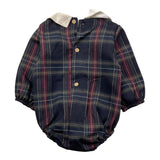 CALAMARO pagliaccetto tinta unita con fantasia righe e colletto Blu per Neonata 32462X BLU CALAMARO 