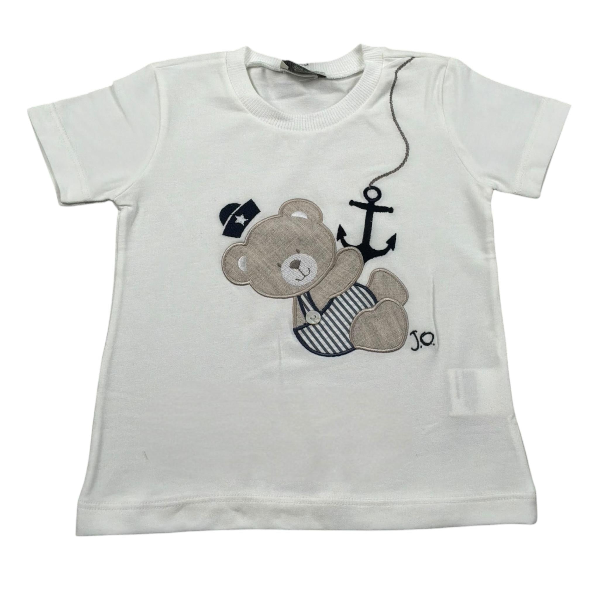 J.O. Milano T-Shirt Girocollo Tinta Unita con Stampa per Neonato 576B3 PANNA J.O. MILANO 