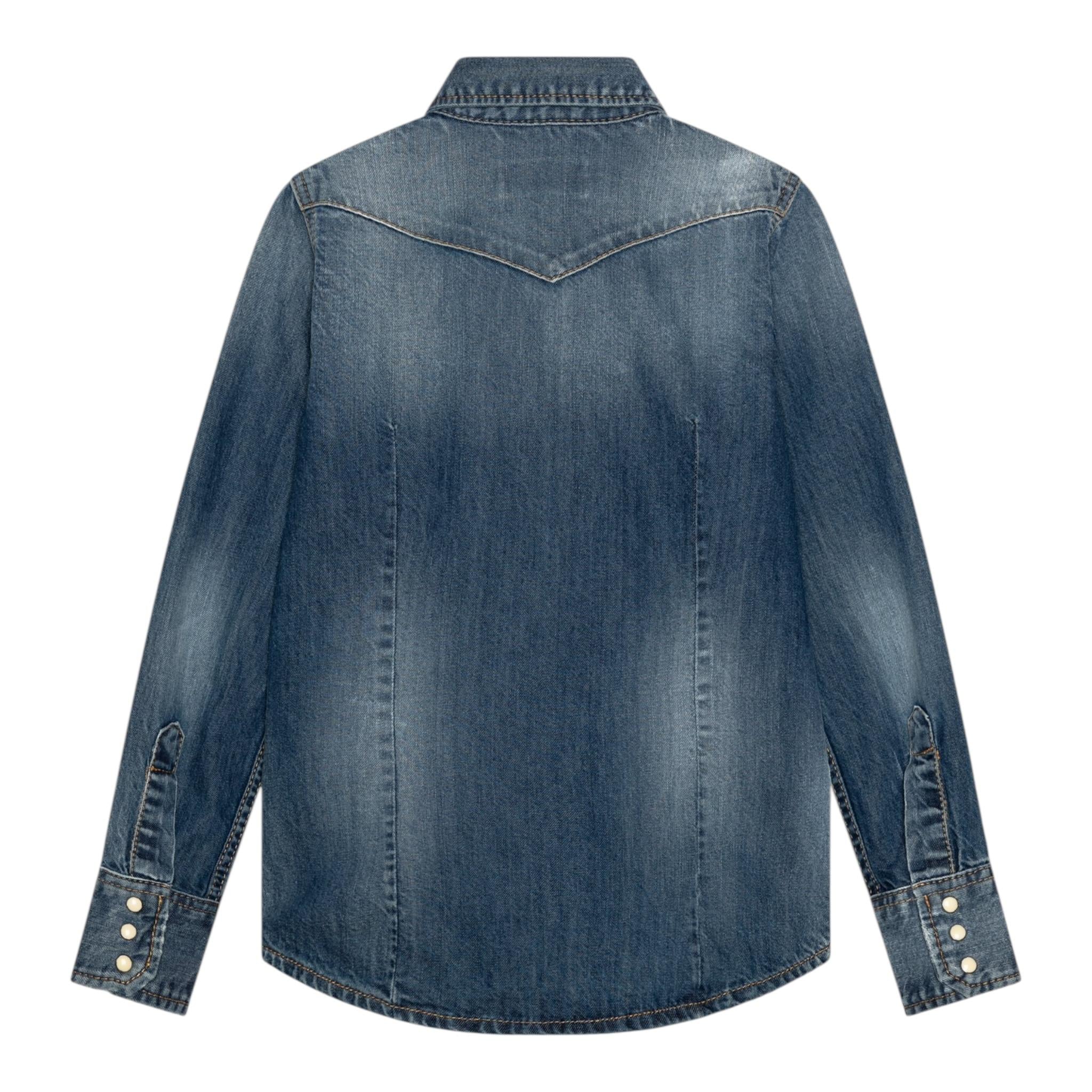 Dsquared2 Camicia Manica Lunga In Denim Tinta Unita per Bambino DQ02DG AZZURRO DSQUARED2 