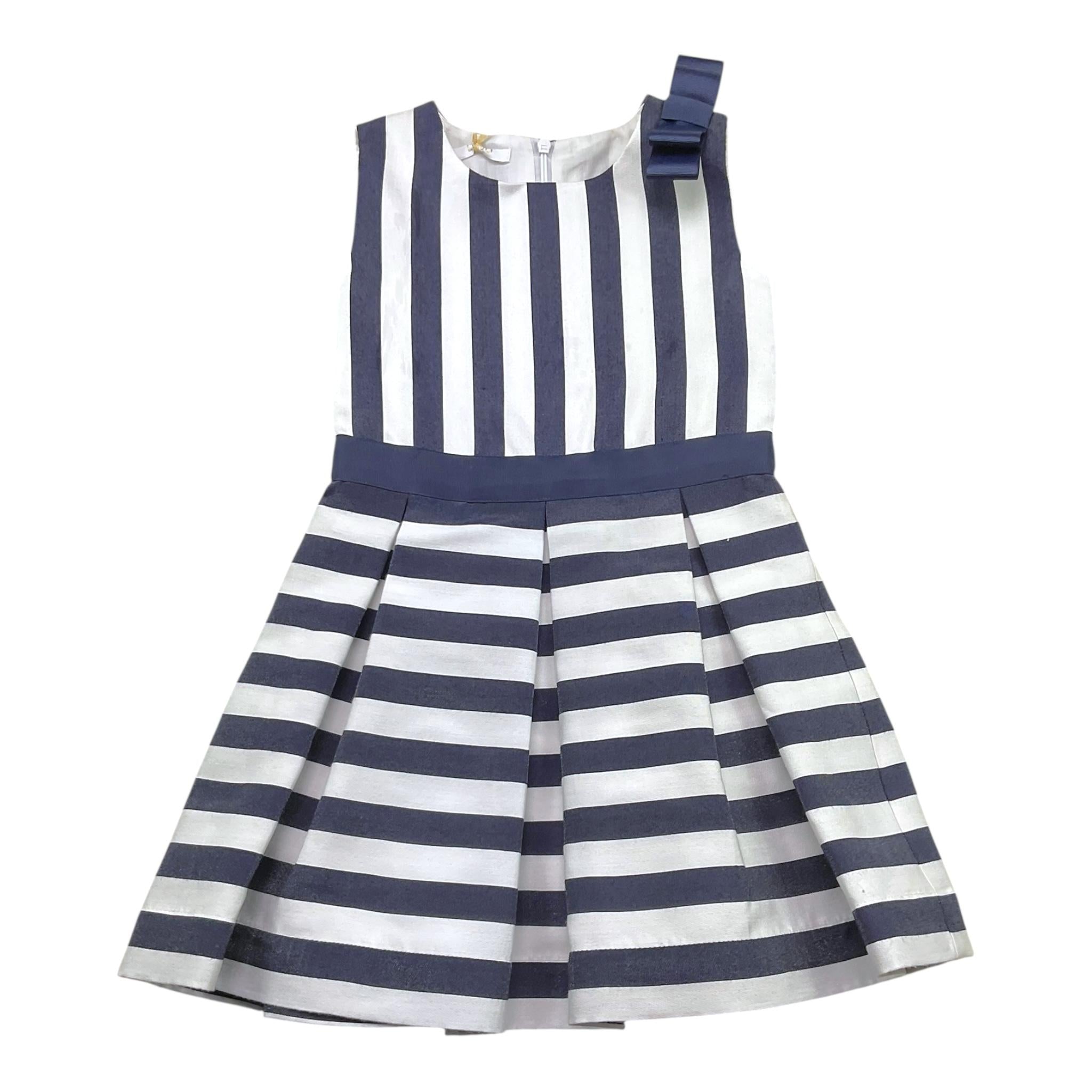 Liu Jo Abito Girmanica Tinta Unita con Fantasia A Righe per Bambina K18037 BIANCO LIU JO 