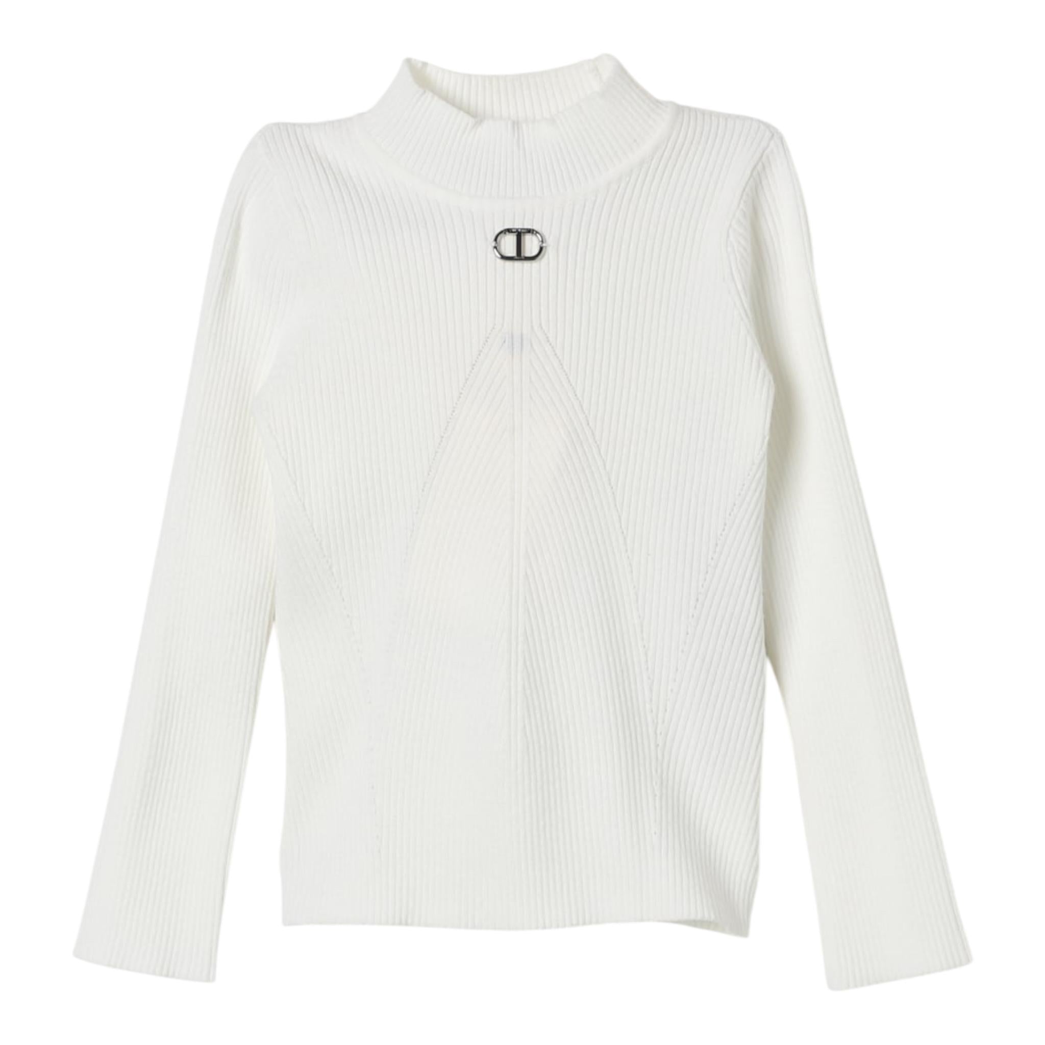 TWINSET maglia mezzo collo tinta unita a costine Bianco per Bambina 242GJ3190X BIANCO TWINSET 